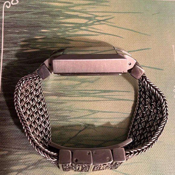 LOIS HILL Sterling Silver Green Dial Watch on a granulated  display picture 1